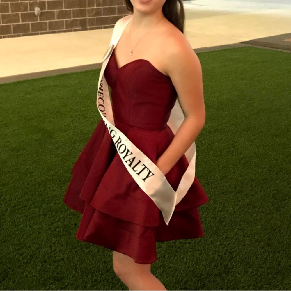 Maroon Strapless Dress